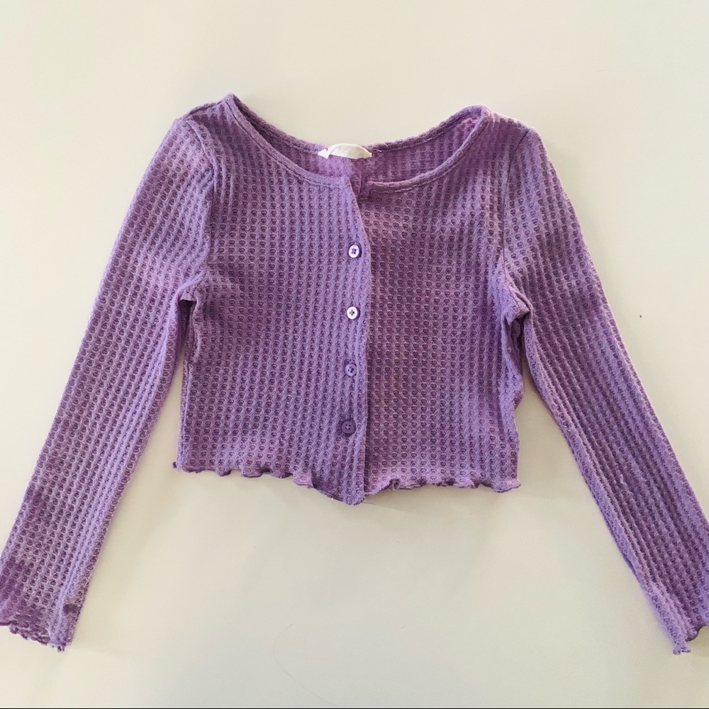 SHEIN girls button-up cropped sweater